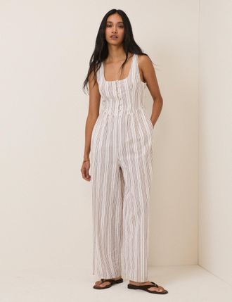 Nobody's Child White Pinstripe Cora Jumpsuit