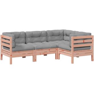 vidaXL Set De Sof&aacute;s Jard&iacute;n 4 Pzas Con Cojines Madera Abeto Douglas