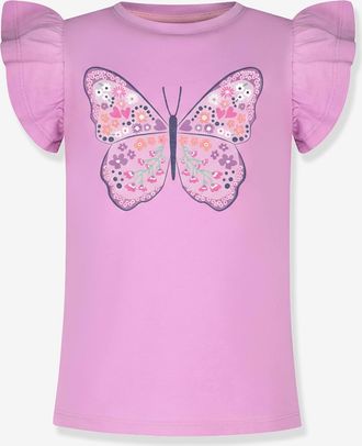 Salt And Pepper T-Shirt mit Schmetterlings-Glitzerprint & Fl&uuml;gel&auml;rmel KIDS PARK M&auml;dchen Salt and Pepper pfingstrose