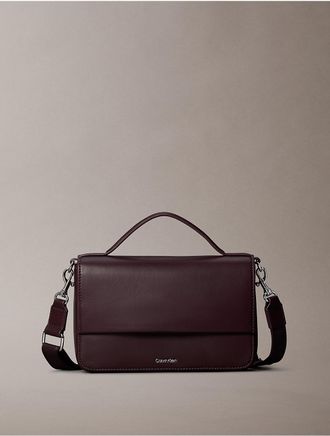 Calvin Klein Womens Signature Logo Strap Flap Phone Crossbody - Brown