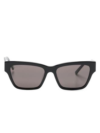 Balenciaga logo-print square-frame sunglasses - unisex - Acetate - 56 - Black