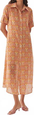 Exquise Kailani Midi Floral Patterned Shirt Dress In Multi Color