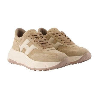 Hogan Womens H669 Allacciato H Sneakers - Hogan Leather Beige Calfskin Shoes