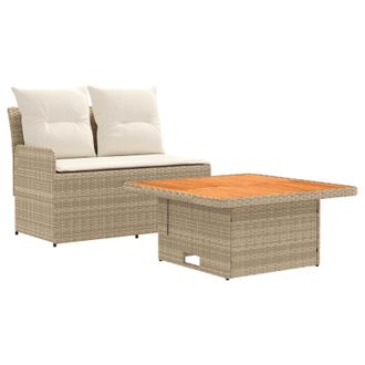 vidaXL Sof&aacute; De Jard&iacute;n Con Reposabrazos Y Mesa Elevable 2 Pieza Vidaxl