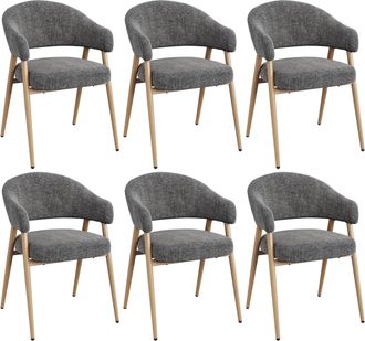Woltu Woltu Juego De 6 Sillas De Comedor/cocina - Sillas Giratorias Con Patas De Metal Y Pies Ajustables - Chenilla - Gris