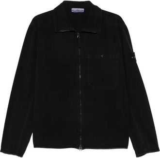Stone Island Comfort Fit Cotton Overshirt With Zip