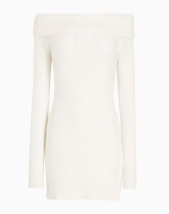 8 by YOOX WOOL BLEND COLD SHOULDER MINI DRESS