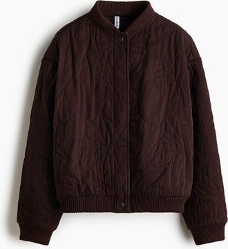 H&M Quilted Bomber Jacket in Dark Brown at Nordstrom, Size Xx-Large