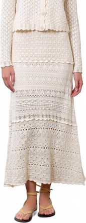 Moon River Knitted Maxi Skirt In Ecru