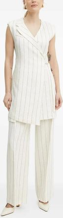 BOSS Dagania pinstripe wrap mini dress - women - Viscose/Linen/Flax/Spandex/Elastane/Polyester/Polyester/Viscose - 40 - Neutrals