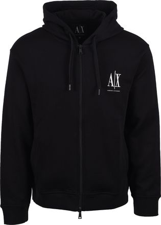 A|X Armani Exchange Mens Jersey Full Zip Hooded Sweatshirt Black - Size X-Large