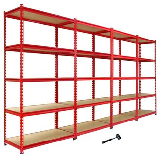 MonsterShop 4 x Z-Rax Metal Racking Units Red 90cm & Free Mallet