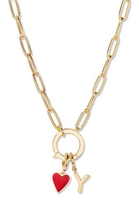 Brook & York Cameron Initial Heart Charm Necklace in Gold Y at Nordstrom