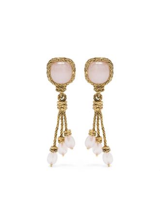 Aur&eacute;lie Bidermann Miki Rose Quartz earrings - Gold