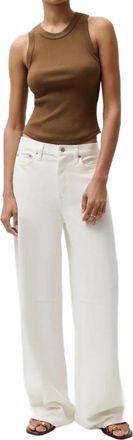 Pistola Denim Sydney High Rise Bowed Linen Wide Pants In Egret