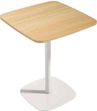 HOMCOM Mesa de comedor 60x60x75 cm madera natural y blanco