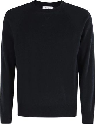 KANGRA Jersey de lana merino con cuello redondo y corte tipo sudadera - Knitwear - Hombre - Negro - 2XL
