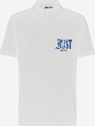 Just Cavalli Mens Polo Shirt Cotton White T-shirts And Polos