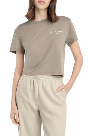 Favorite Daughter The Signature Crop Graphic T-Shirt in Soft Taupe/Gardeni at Nordstrom, Size X-Large