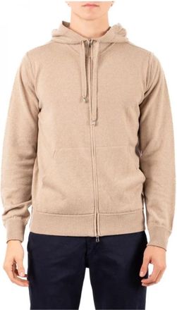 FILIPPO DE LAURENTIIS Hooded Sweater met Volledige Rits - Heren - Hoodies - Beige - M - Wol - Hoodies & sweatvesten