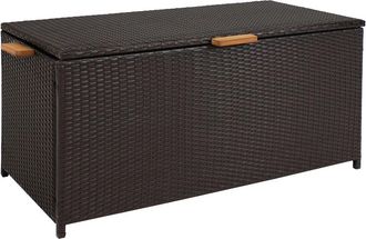 Sunnydaze 75-Gallon Indoor/Outdoor Wicker Storage Deck Box With Hinged Lid