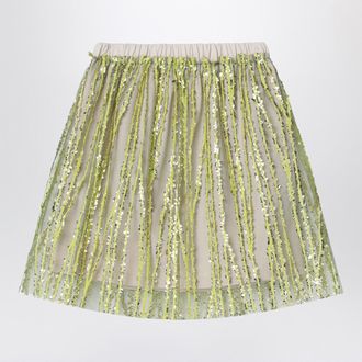 Douuod Tulle Skirt With Lime Embroidery