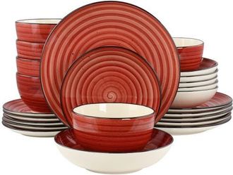 Elama Gia 24 Piece Round Stoneware Dinnerware Set in White at Nordstrom