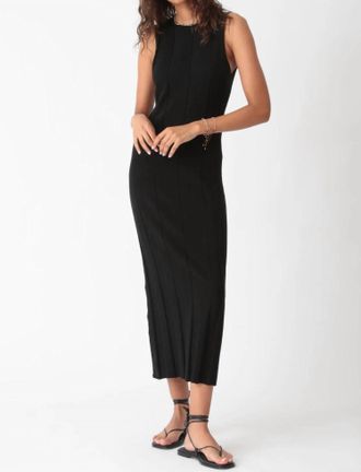 Electric & Rose Dena Wide Rib Knit Dress In Onyx
