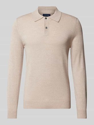 Christian Berg Slim Fit Strickpullover mit Polokragen in Sand Melange, Gr&ouml;&szlig;e 3XL