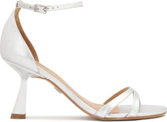Kazar Tijdloze zilveren sandalen met eendenhak - Dames - Sandalen met hakken - Grijs - 36 EU - Leer - Schoenen