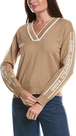 Karl Lagerfeld Karl Lagerfeld V-Neck Logo Top