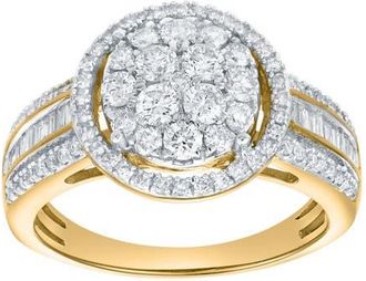 LuvMyJewelry Valencia 0.90 Cts Natural Diamond Halo Cluster 14K Gold Ring in 14K Yellow Gold at Nordstrom, Size 7