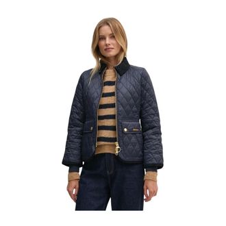 Barbour Jassen, Dames, Blauw, L, Leer, Beadnell Fitted Quilted Jacket