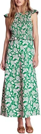 Boden Paisley Floral Smock Bodice Cotton Blend Dress in Rich Emerald, Green Tambourine at Nordstrom Rack, Size 8