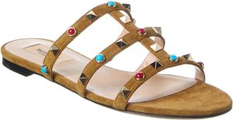 Valentino Rockstud Caged Suede Sandal