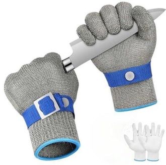 OEM Guantes Cortes Nivel 5, Par Guantes Cortes, Guantes Carnicero Cortes Color Gris Plateado, Met&aacute;licos Cortes Fabricados Acero Inoxidable 316l