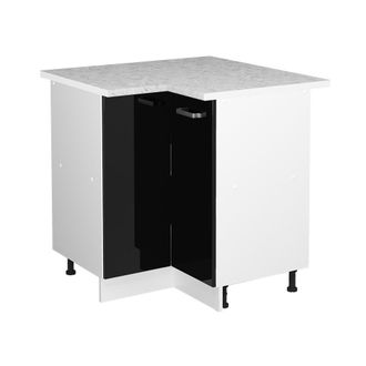 Vicco Mueble Esquinero Universal R-line, Negro Brillo Intenso, 75.6 Cm Con Puerta, Con Encimera, Vicco