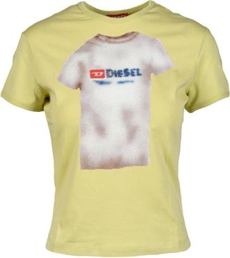 Diesel Tops, Dames, Geel, S, Katoen, Katoen Elastaan T-shirt