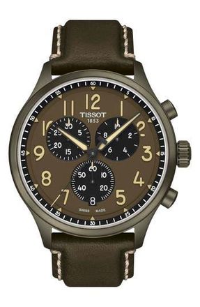 Tissot Chrono XL Chronograph Leather Strap Watch, 45mm in Beige at Nordstrom Rack, Size 45 Mm