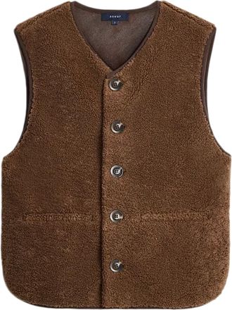 SOEUR Textured Sleeveless Vest with V-Neckline and Button Closure