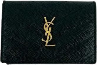 Saint Laurent Pre-owned Leren Drievoudige Portemonnee - Dames - Vintage Accessoires - Zwart - ONE Size - Leer - Vintage