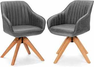 Costway Costway - Set of 2 360° Swivel Accent Chair Ergonomic Leisure Armchair Padded Lounger Seat