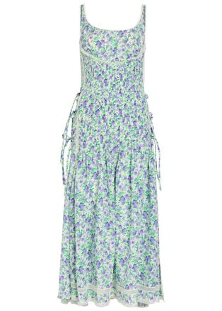Paco Rabanne Floral-print Silk-chiffon Midi Dress - Purple - 40 (UK12 / M)