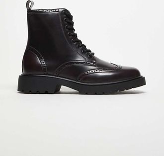 Asos Scarpe brogue stringate bordeaux-Rosso