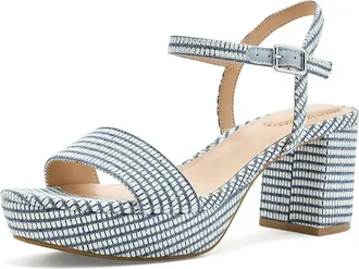 Bandolino Pennie Womens Dress Sandals Blue/White Denim : 5.5 M, Faux Leather