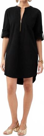 Trina Turk Kaiko 3/4 Sleeve Half Zip Dress In Black