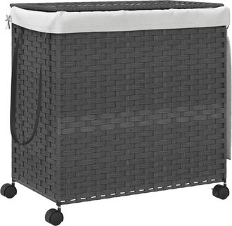 vidaXL Vidaxl - Cesto Para Ropa Sucia Con Ruedas Rat&aacute;n Gris 60x35x60,5 Cm