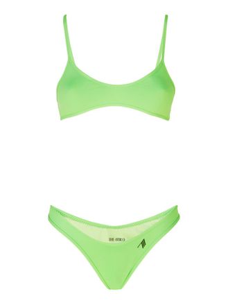 The Attico Green rubberised-logo bikini