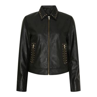 Notyz Notyz - Leren jas met studs - Dames - Jassen - Zwart - Maat: M Leer