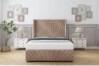 Comfort Beds Sunrise Naples Divan Set No Drawers-54 Wingback-Footboard in Light Brown | Size: Small Double